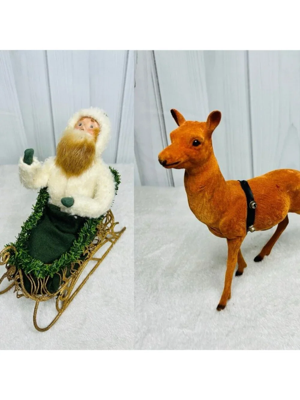 Byers Choice Victorian Santa in Gold Sleigh with Deer 1998 Holiday Traditions